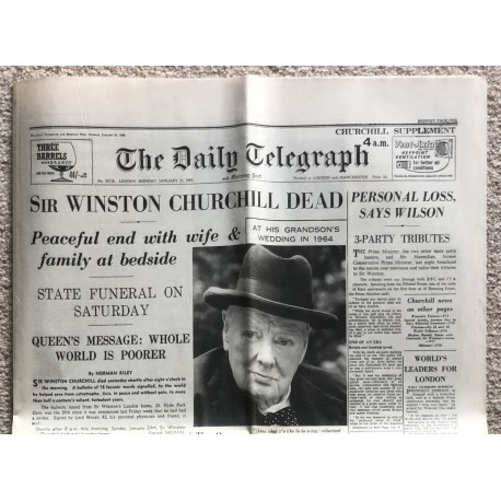 Daily Telegraph Newspaper Winston Churchill Dead issue