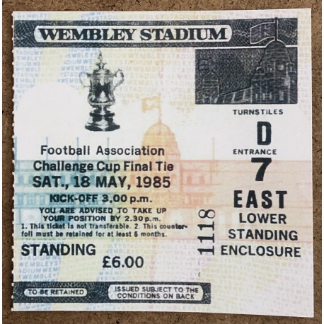 1985 FA Cup Final Ticket Stub
