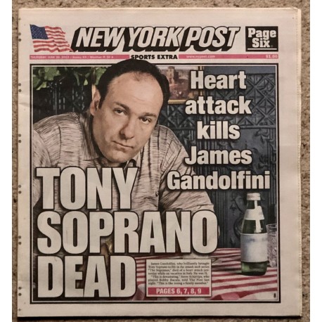 Tony Soprano Dead Newspaper - James Gandolfini